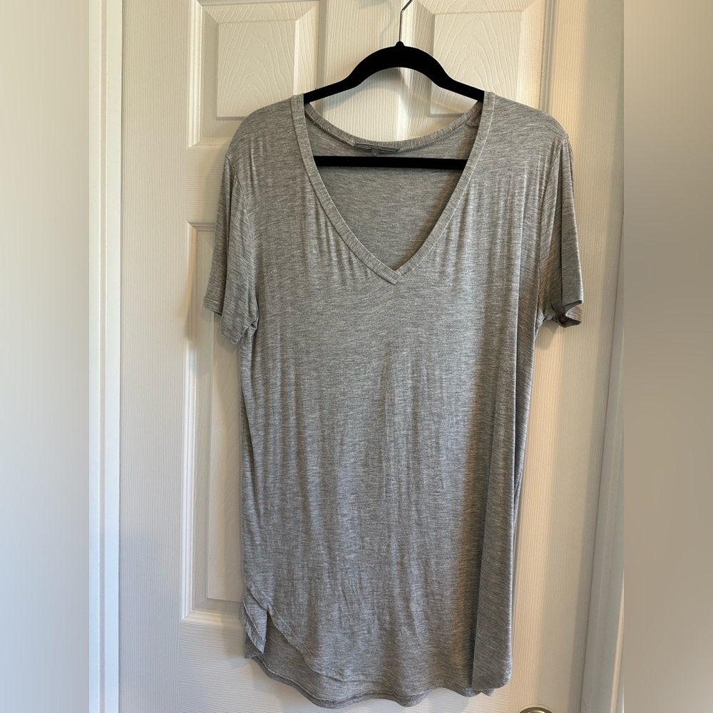 Gray V-Neck Women's Tunic Top
